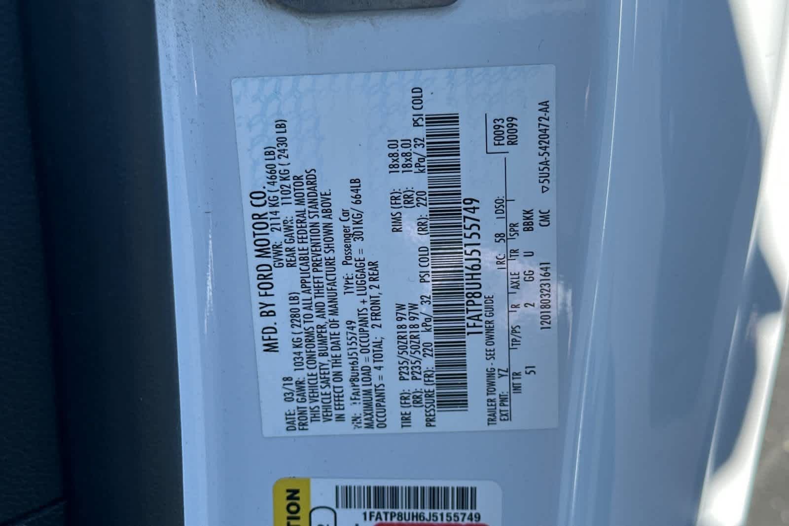 Certified 2018 Ford Mustang Premium w/ Equipment Group 201A RWD image 28