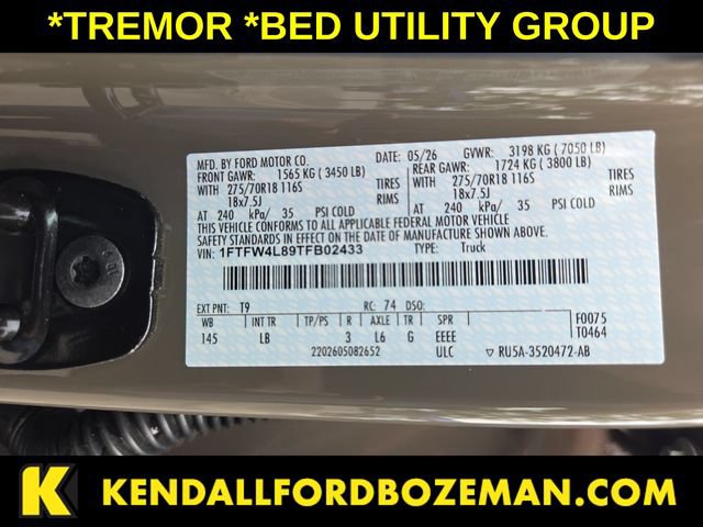 Certified 2026 Ford F150 Tremor w/ Bed Utility Package AWD/4WD image 33