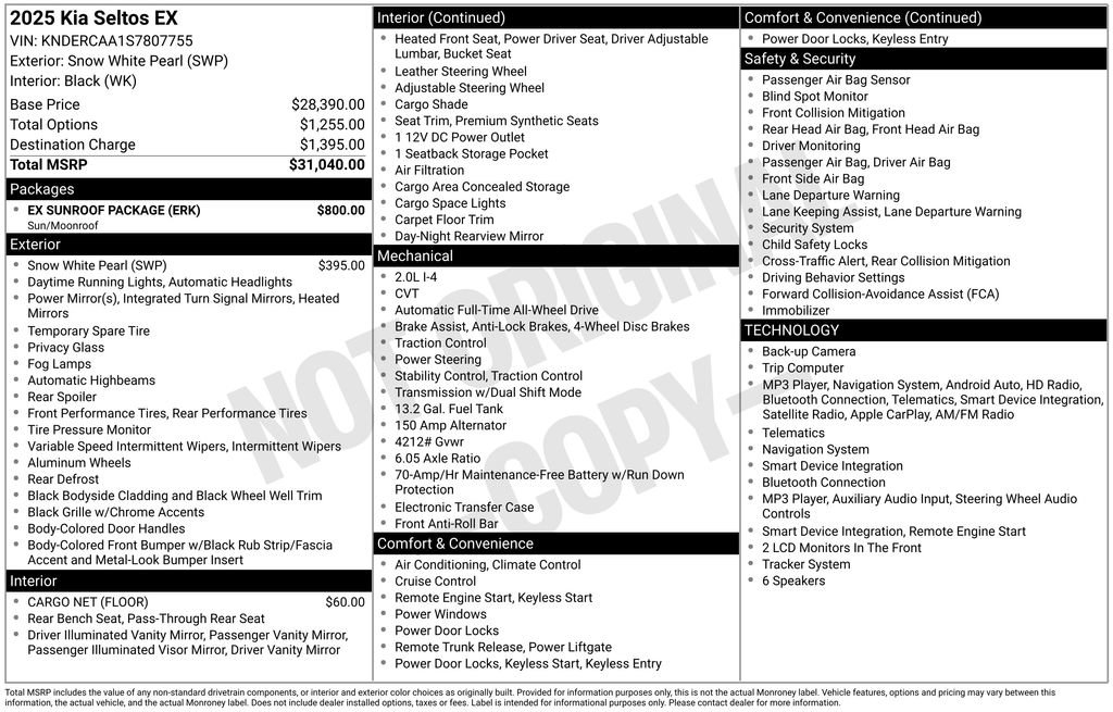 Used 2025 Kia Seltos EX w/ EX Sunroof Package AWD/4WD image 5