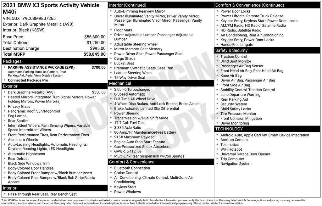 Used 2021 BMW X3 M40i w/ Parking Assistance Package image 9