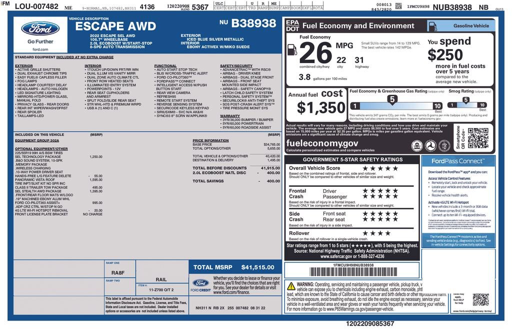 Certified 2022 Ford Escape SEL w/ SEL Stealth AWD Package image 4