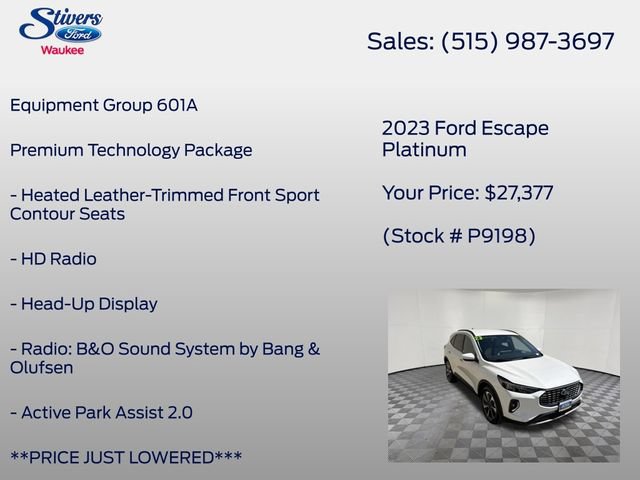 Certified 2023 Ford Escape Platinum w/ Premium Technology Package AWD/4WD image 8