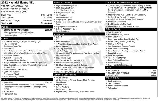 Used 2022 Hyundai Elantra SEL w/ Convenience Package FWD image 6