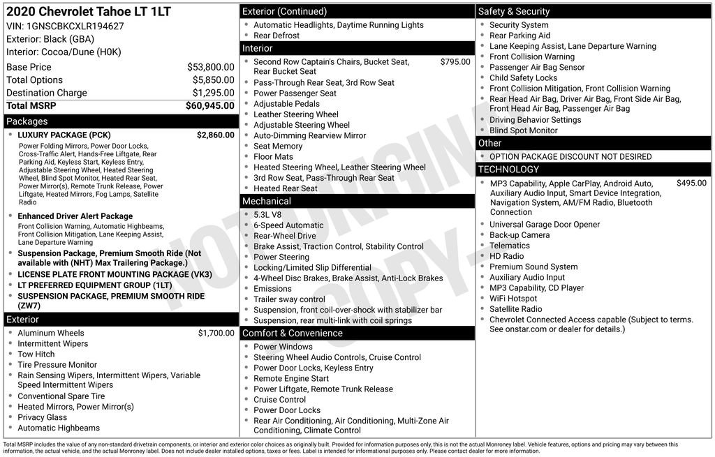 Used 2020 Chevrolet Tahoe LT w/ Luxury Package RWD image 27