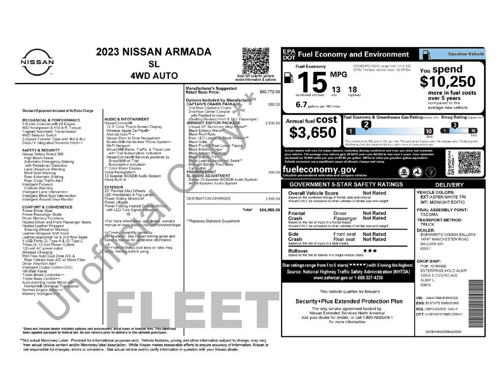 Used 2023 Nissan Armada SL w/ Midnight Edition Package AWD/4WD image 27