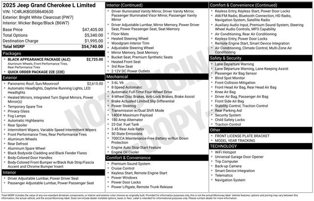 Used 2025 Jeep Grand Cherokee L Limited w/ Black Appearance Package AWD/4WD image 40