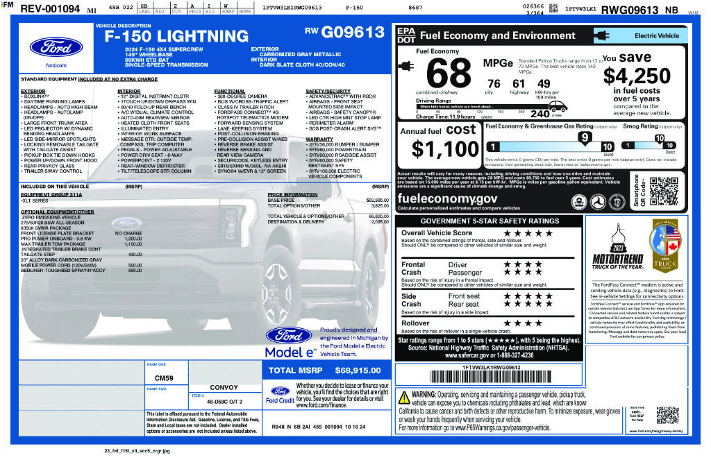 Certified 2024 Ford F150 Lightning XLT w/ Max Trailer Tow Package AWD/4WD image 9
