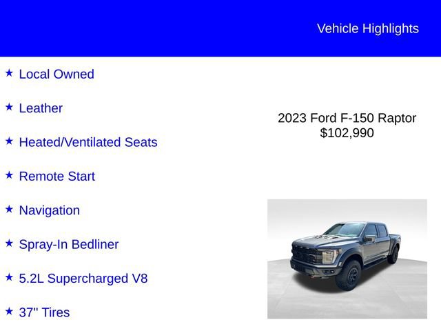 Certified 2023 Ford F150 Raptor w/ Equipment Group 802A Raptor R AWD/4WD image 2