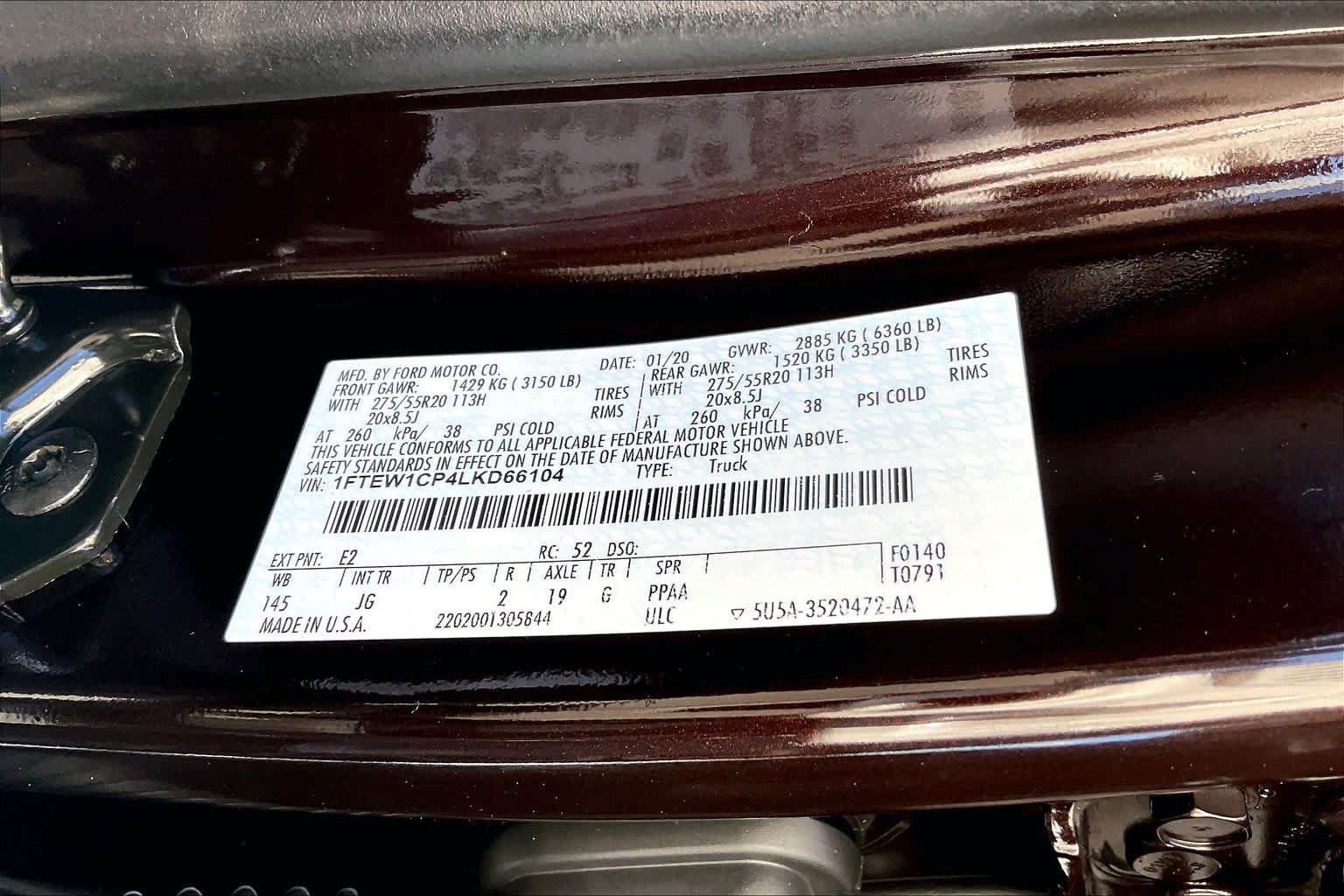 Certified 2020 Ford F150 XL w/ Equipment Group 101A Mid RWD image 31