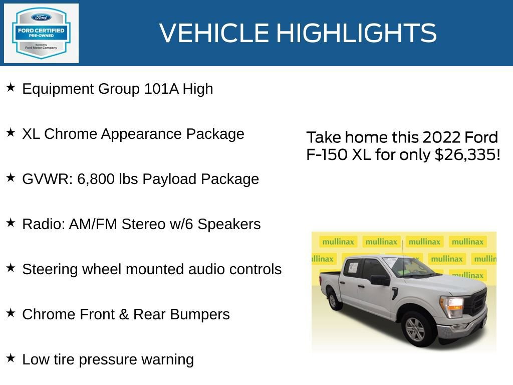 Certified 2022 Ford F150 XL w/ Equipment Group 101A High RWD image 23
