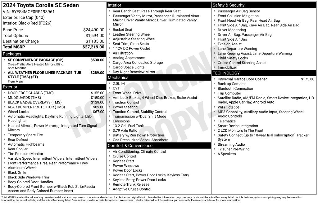 Used 2024 Toyota Corolla SE w/ SE Convenience Package FWD image 38