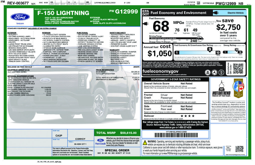 Certified 2023 Ford F150 Lightning XLT w/ Max Trailer Tow Package AWD/4WD image 39