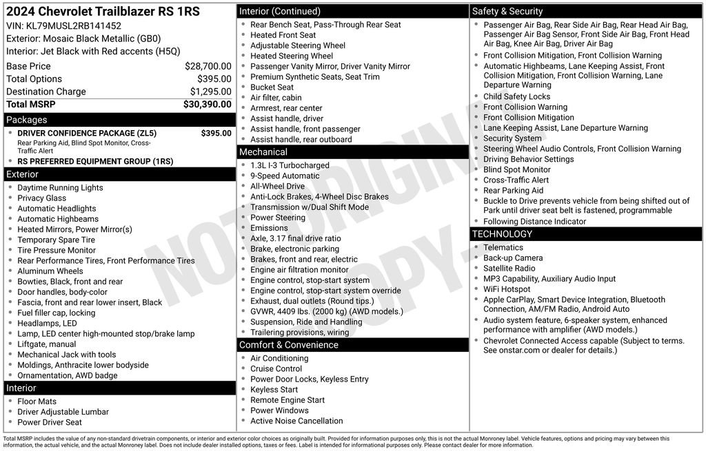 Used 2024 Chevrolet TrailBlazer RS w/ Driver Confidence Package AWD/4WD image 5