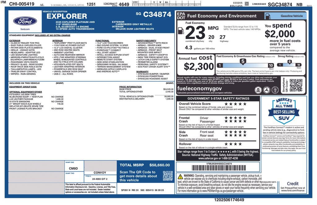 Certified 2025 Ford Explorer Platinum w/ LUX Leather Package image 5