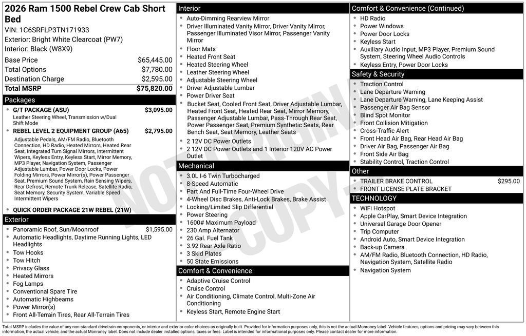 Used 2026 RAM 1500 Rebel w/ G/T Package image 37