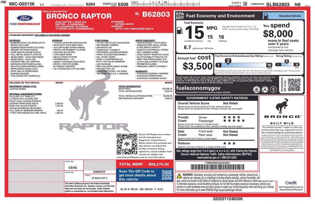 Certified 2025 Ford Bronco Raptor AWD/4WD image 6