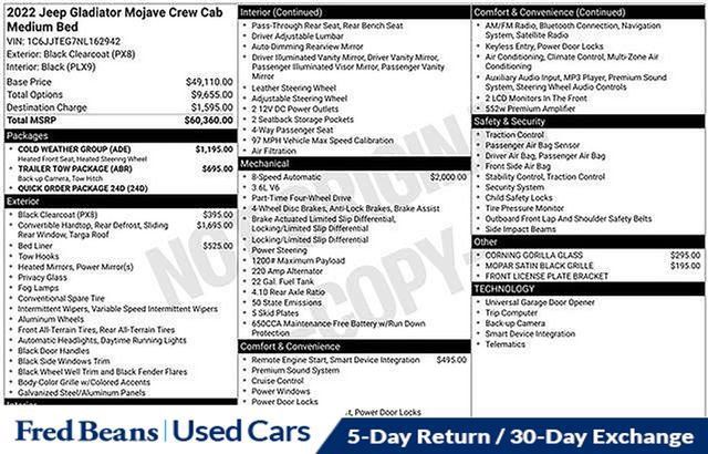 Used 2022 Jeep Gladiator Mojave w/ Cold Weather Group image 39