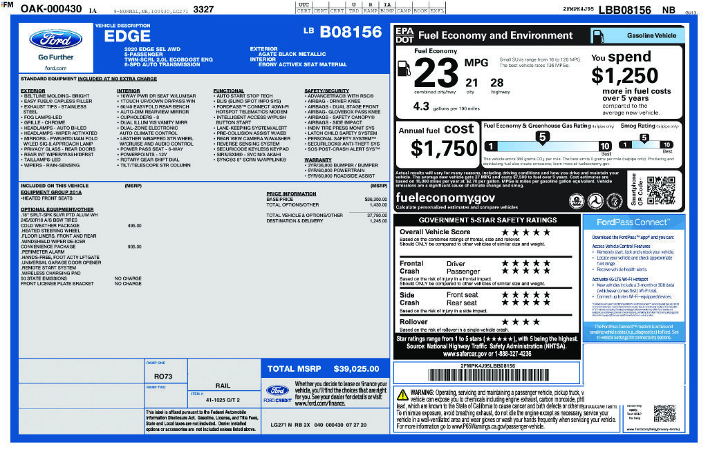 Certified 2020 Ford Edge SEL w/ Convenience Package AWD/4WD image 5