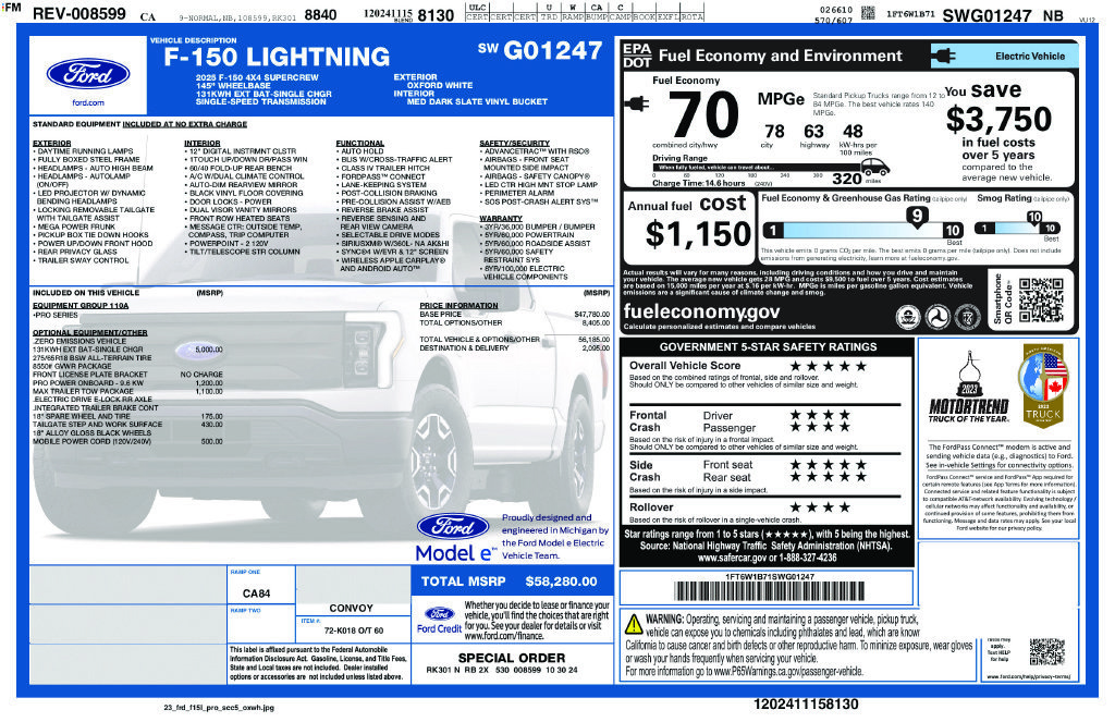 Certified 2025 Ford F150 Lightning Pro w/ Max Trailer Tow Package AWD/4WD image 4