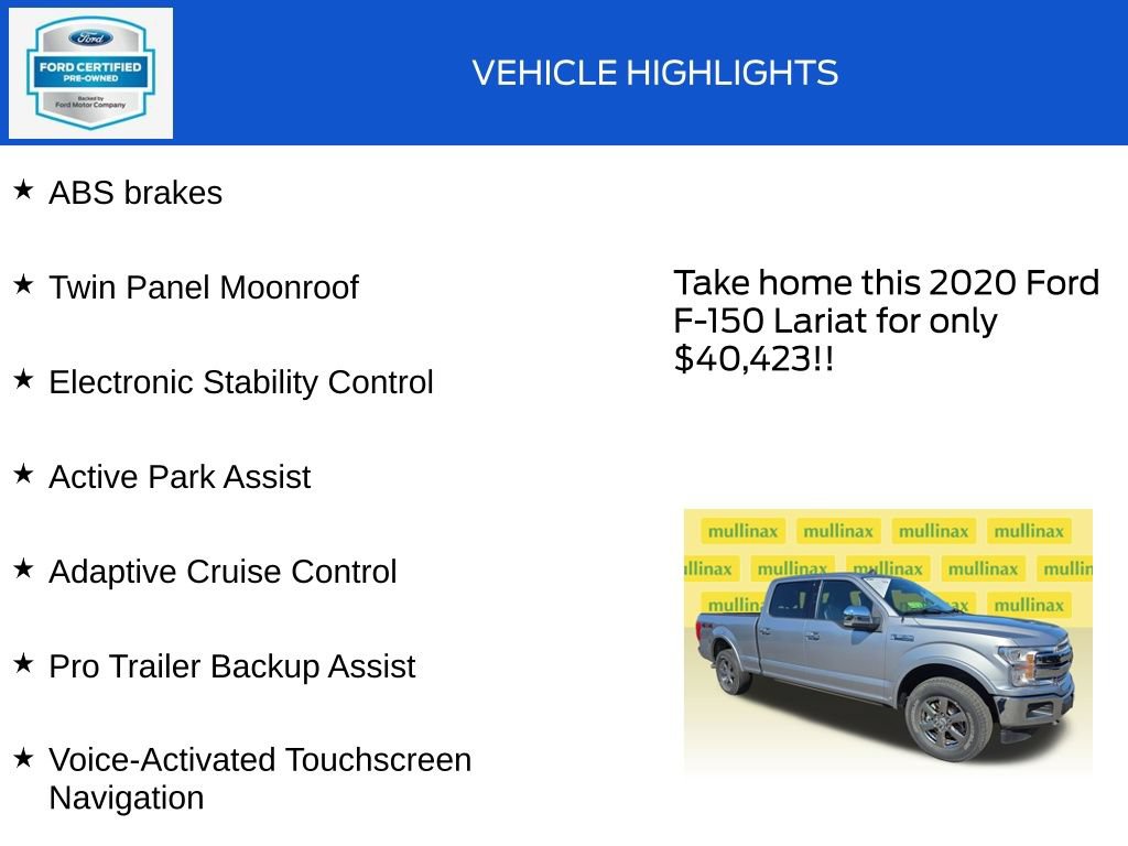 Certified 2020 Ford F150 Lariat w/ Equipment Group 502A Luxury AWD/4WD image 19