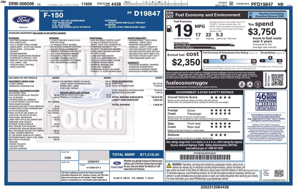 Certified 2023 Ford F150 Lariat w/ Equipment Group 502A High AWD/4WD image 47