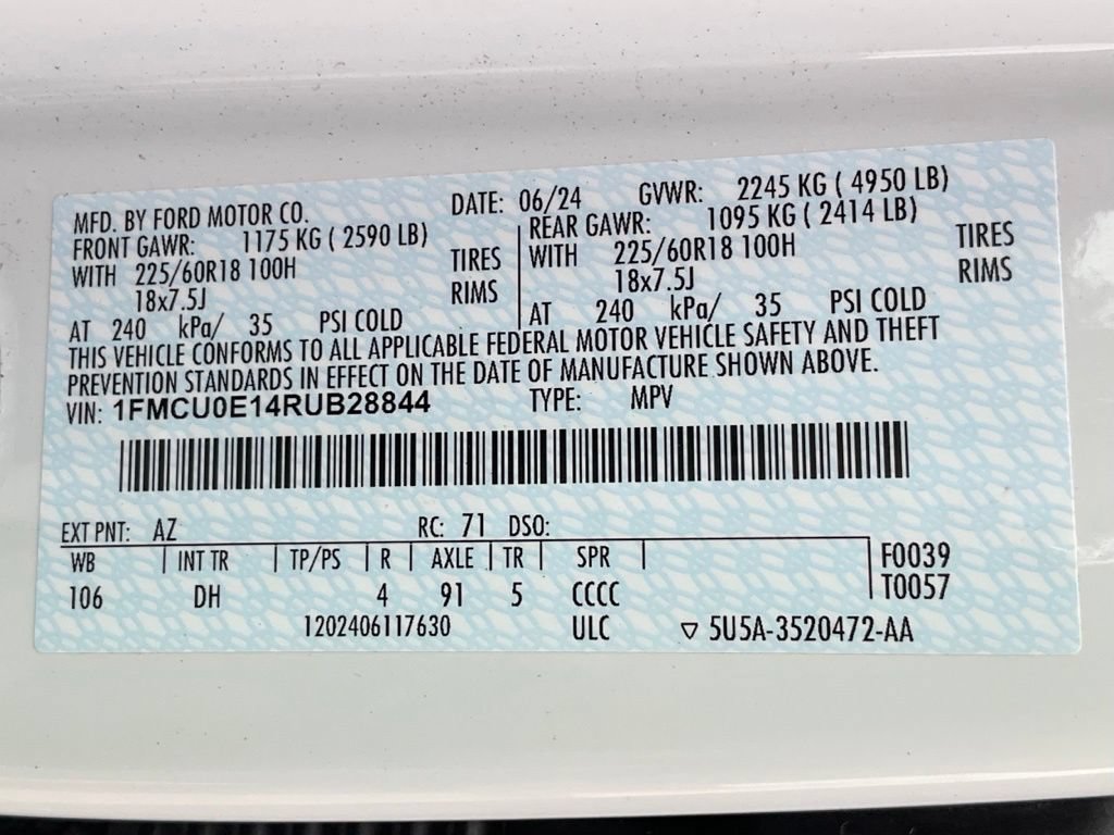 Certified 2024 Ford Escape SE w/ PHEV Premium Package FWD image 50