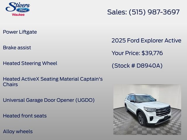 Certified 2025 Ford Explorer Active w/ Active Comfort Package AWD/4WD image 22