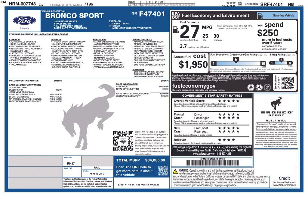 Certified 2025 Ford Bronco Sport Big Bend AWD/4WD image 6