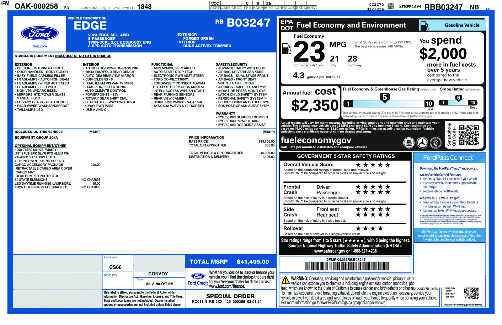 Certified 2024 Ford Edge SEL w/ Cargo Accessory Package AWD/4WD image 2