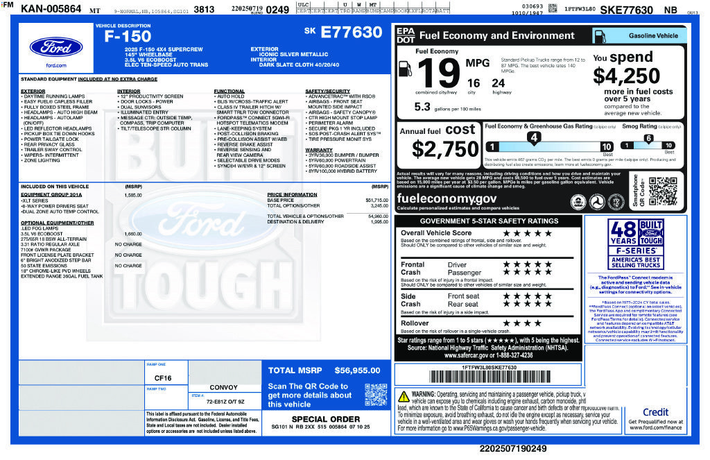 Certified 2025 Ford F150 XLT w/ Equipment Group 301A Standard AWD/4WD image 10