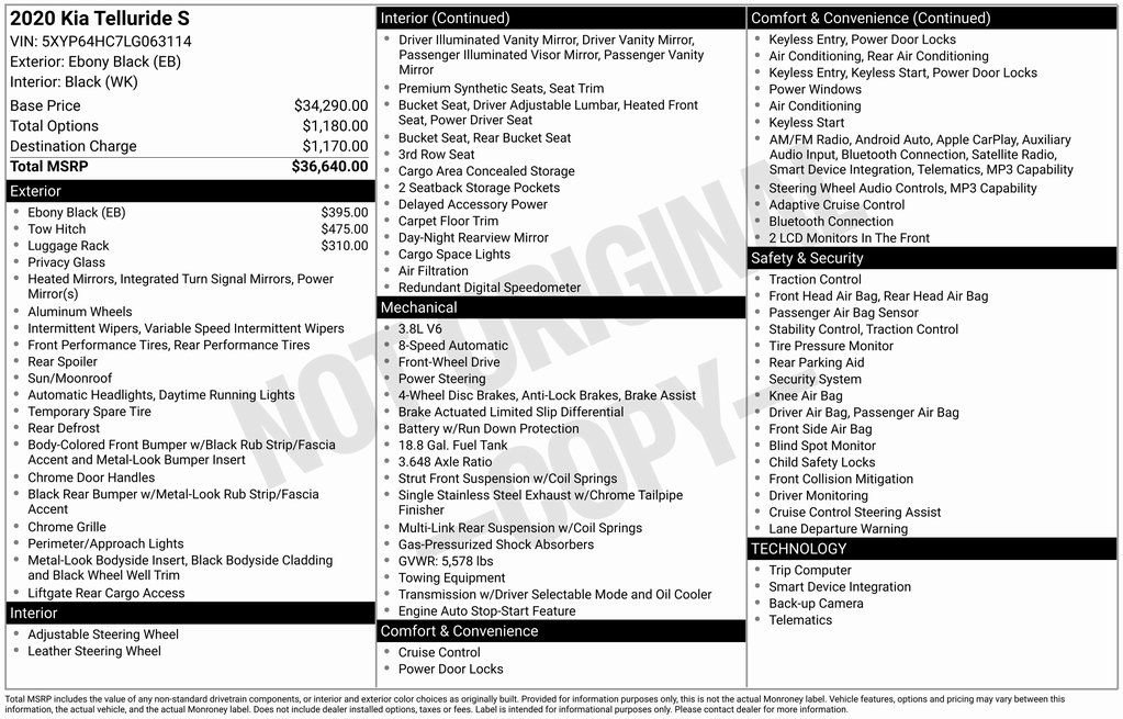 Used 2020 Kia Telluride S