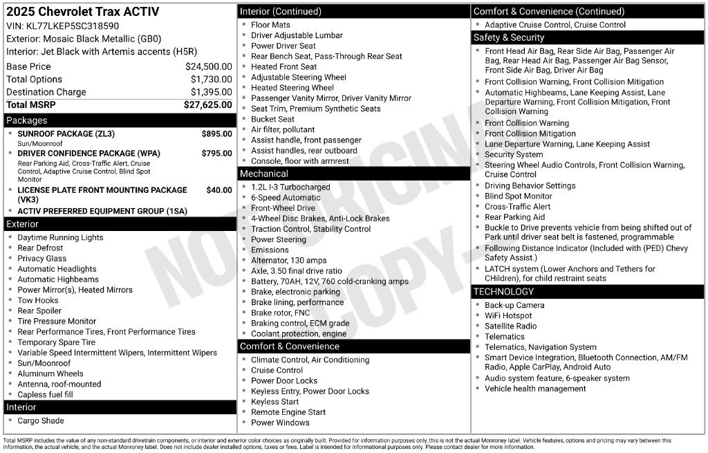 Used 2025 Chevrolet Trax ACTIV w/ Sunroof Package FWD image 2