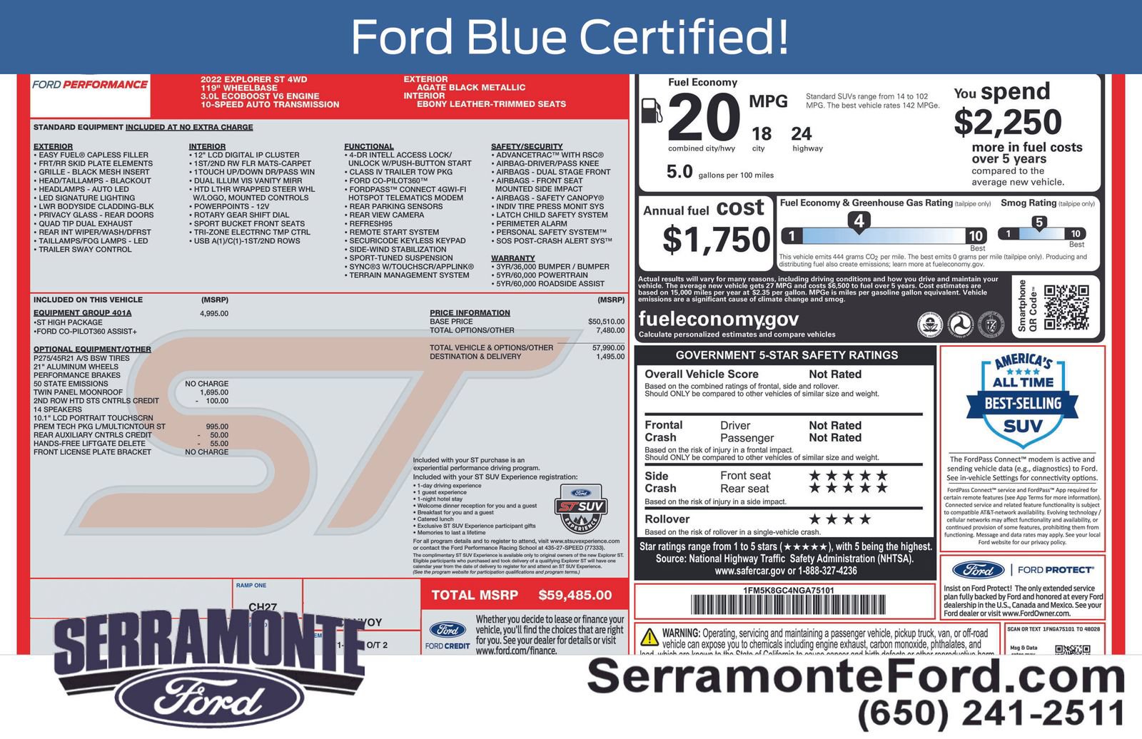 Certified 2022 Ford Explorer ST w/ Equipment Group 401A AWD/4WD image 19