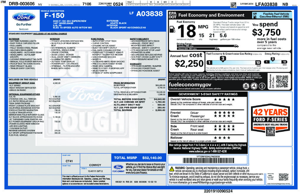 Certified 2020 Ford F150 XLT w/ Equipment Group 302A Luxury AWD/4WD image 21