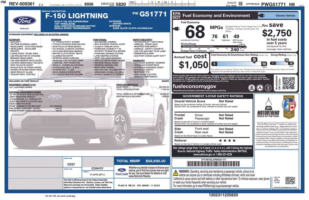 Certified 2023 Ford F150 Lightning XLT AWD/4WD image 4