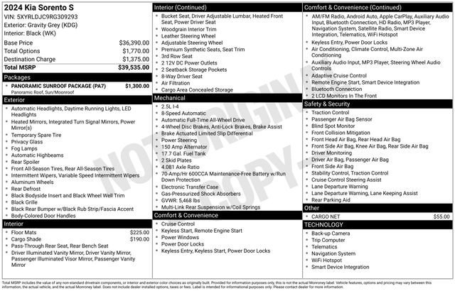 Used 2024 Kia Sorento S w/ Panoramic Sunroof Package image 38