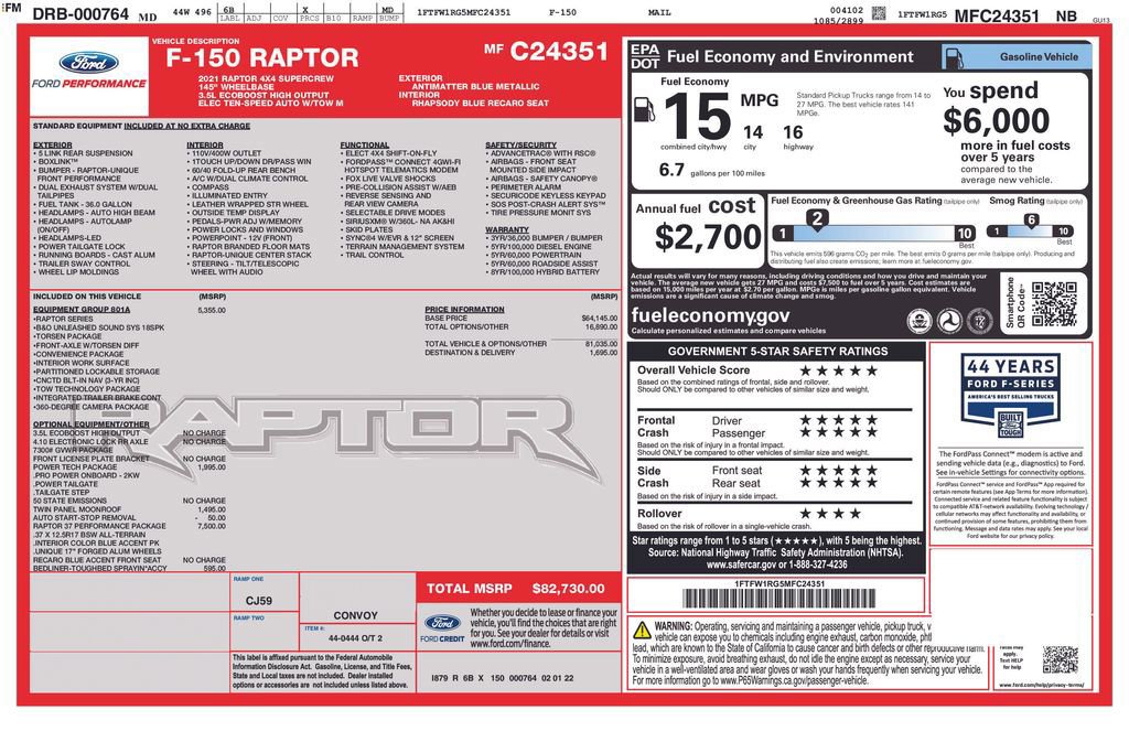 Certified 2021 Ford F150 Raptor w/ Raptor 37 Performance Package image 36