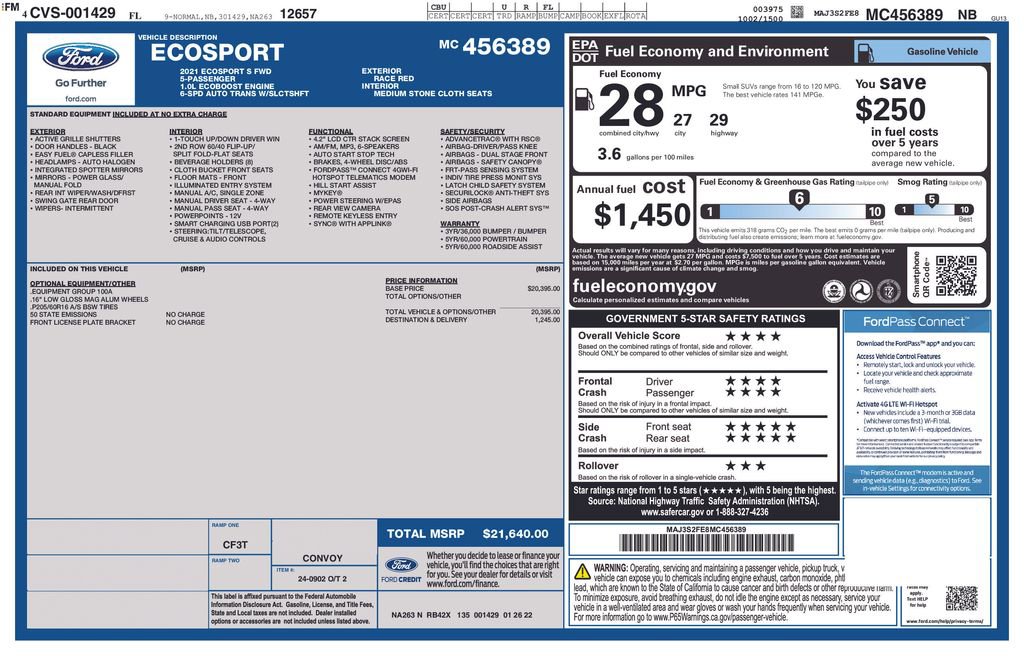 Certified 2021 Ford EcoSport S FWD image 5