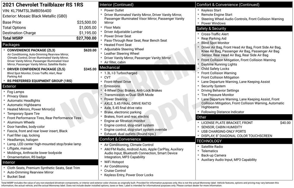 Used 2021 Chevrolet TrailBlazer RS w/ Convenience Package FWD image 4