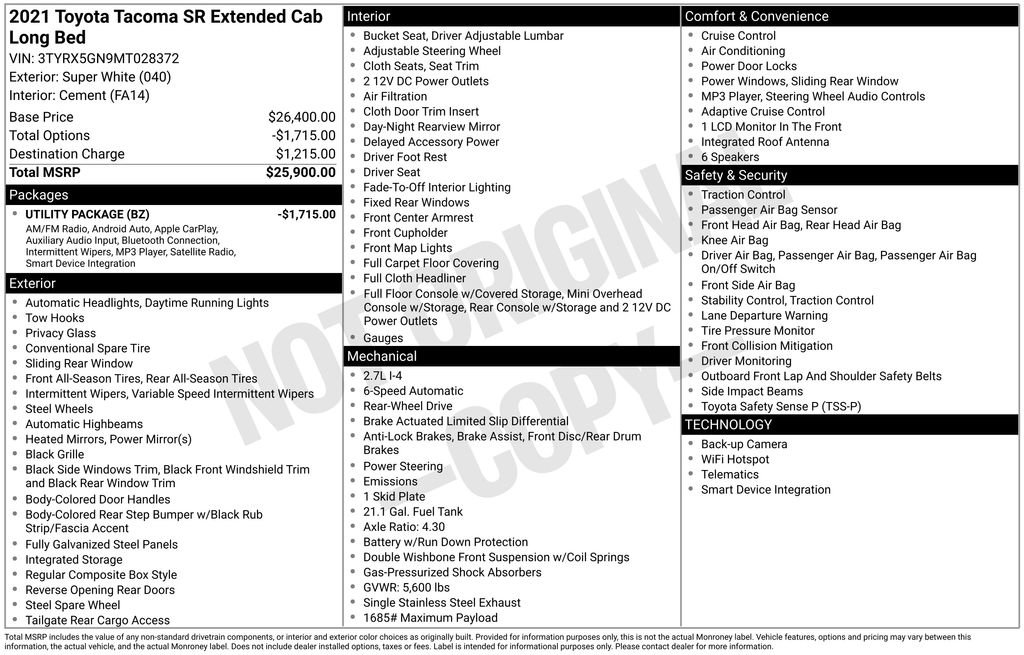 Used 2021 Toyota Tacoma SR image 3