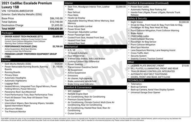 Used 2021 Cadillac Escalade Premium Luxury w/ Driver Assist Tech Package image 51