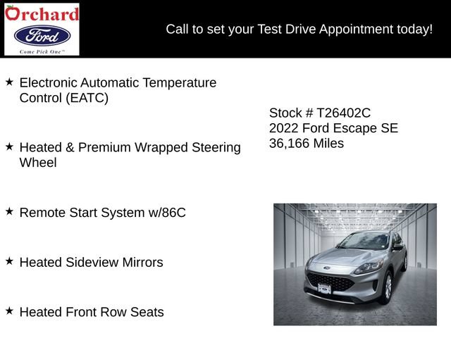 Certified 2022 Ford Escape SE w/ Cold Weather Package AWD/4WD image 13