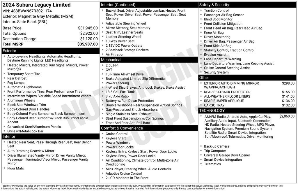 Used 2024 Subaru Legacy Limited image 37
