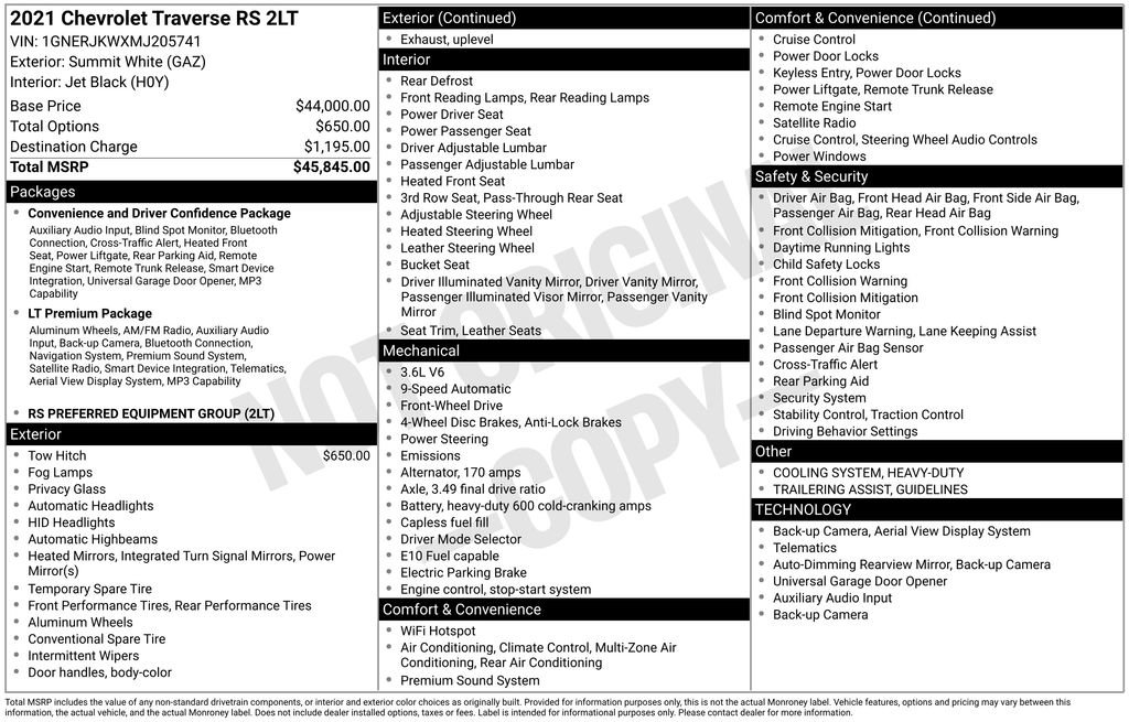 Used 2021 Chevrolet Traverse RS FWD image 27