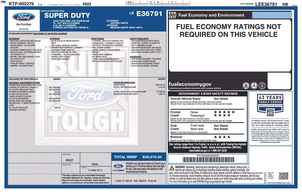 Certified 2020 Ford F250 XL w/ Power Equipment Group RWD image 3