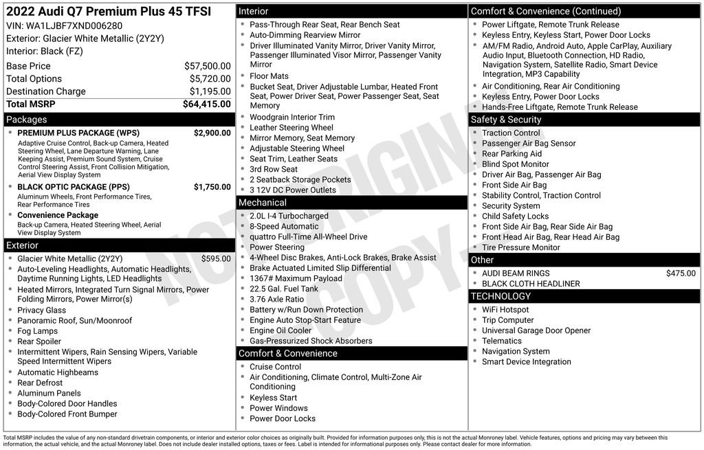 Used 2022 Audi Q7 2.0T Premium Plus w/ Premium Plus Package AWD/4WD image 3