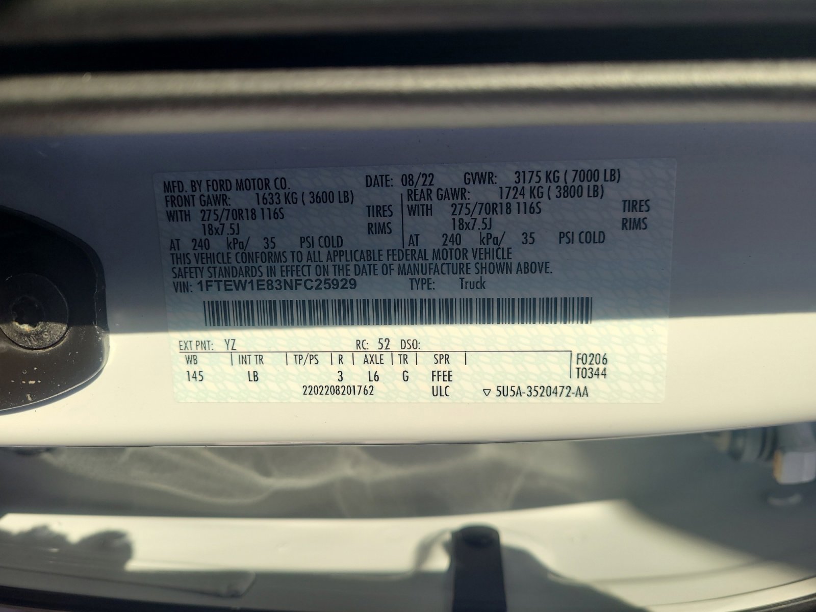 Certified 2022 Ford F150 Tremor w/ Equipment Group 401A Mid image 25