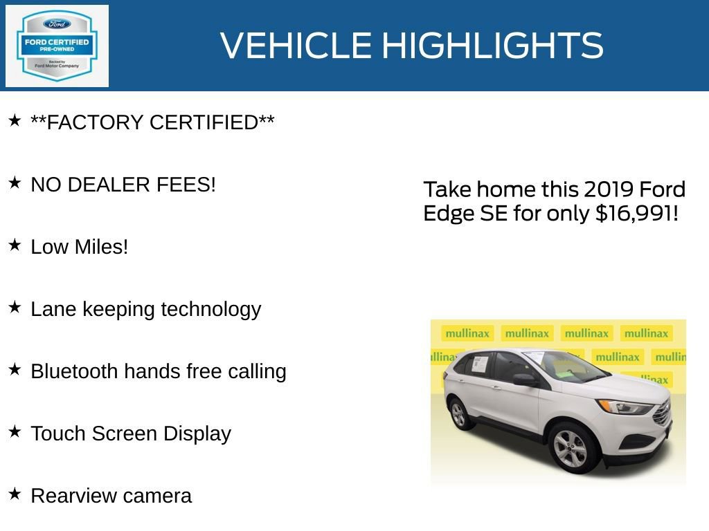 Certified 2019 Ford Edge SE w/ SE Fleet Driver's Package image 14