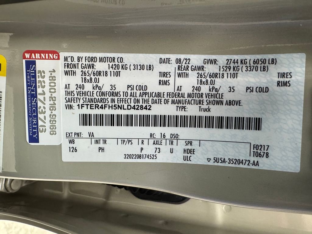 Certified 2022 Ford Ranger XLT w/ Equipment Group 302A High image 32