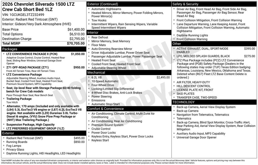 Used 2026 Chevrolet Silverado 1500 LTZ w/ LTZ Convenience Package II AWD/4WD image 36